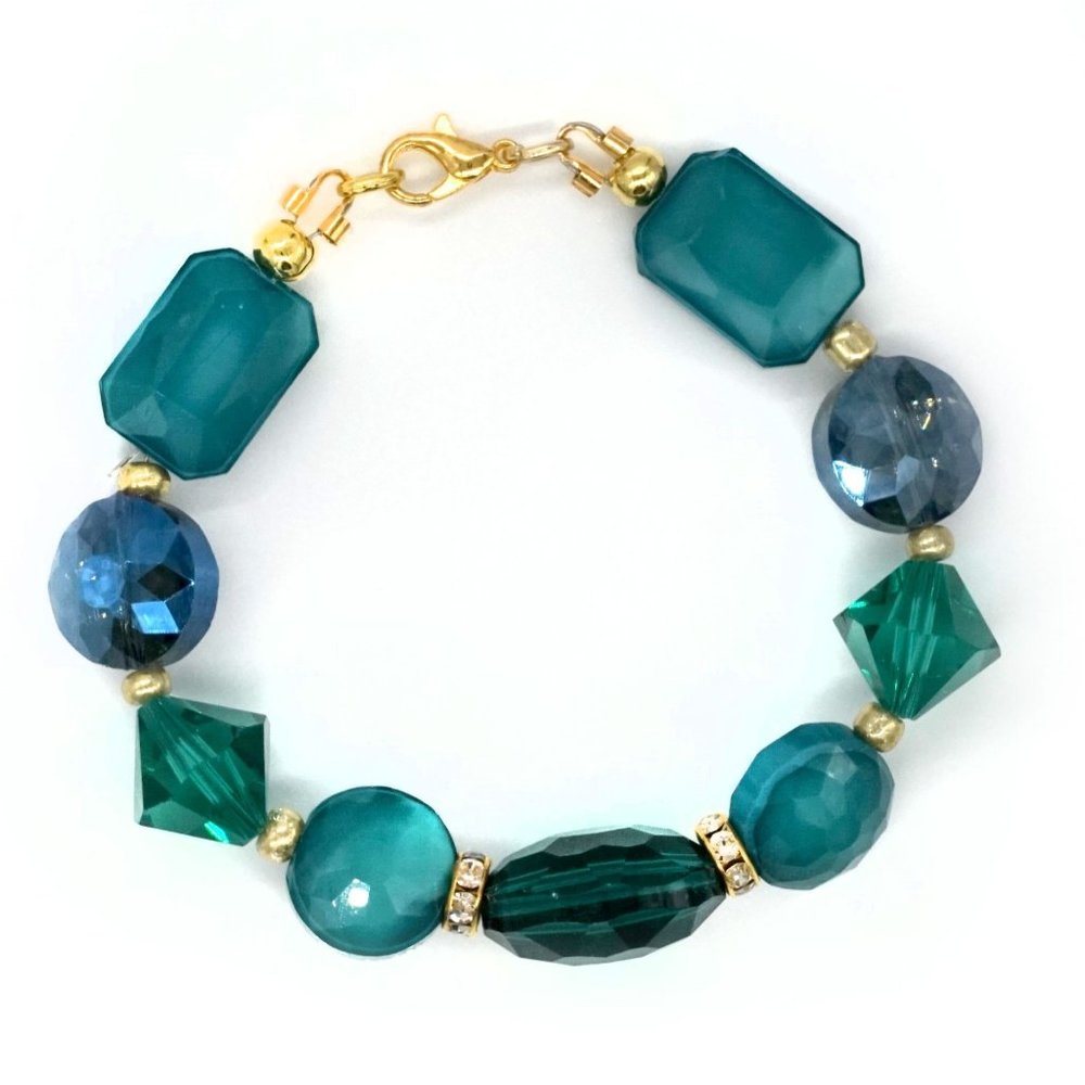 Bracelet Glass,Crystals,Rhinestones. Lobster Clasp. - Picture 3 of 3